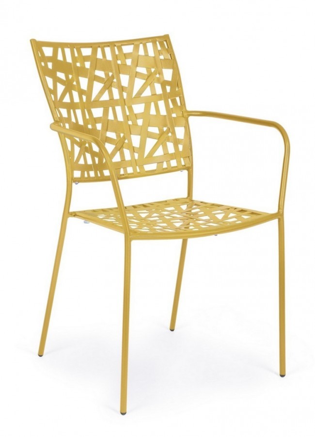 BIZZOTTO Zahradní kovová jídelní židle KELSIE žlutá