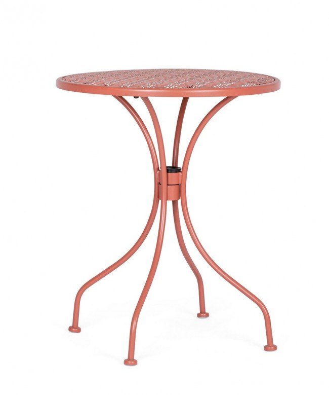 BIZZOTTO kulatý zahradní kovový stůl LIZETTE červený ø60 cm