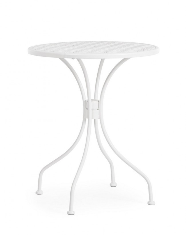 BIZZOTTO kulatý zahradní kovový stůl LIZETTE bílý ø60 cm